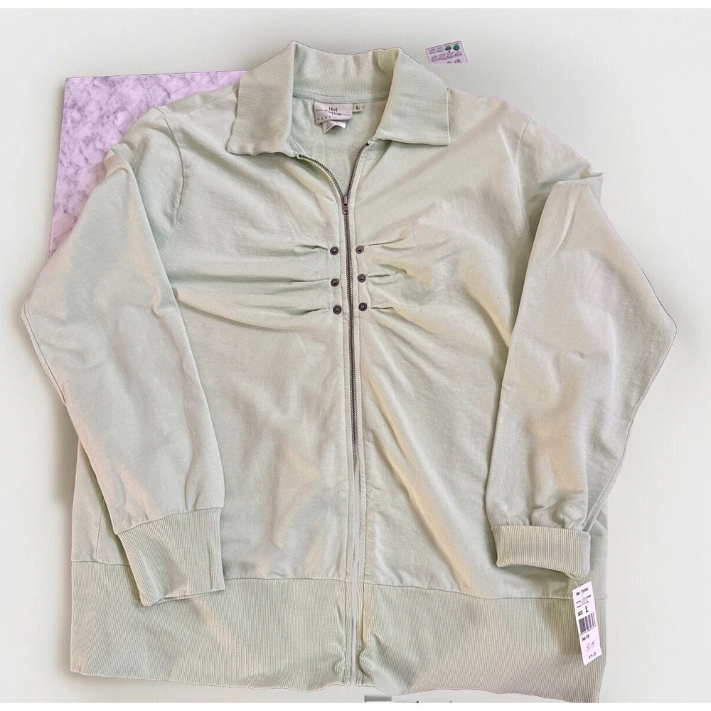 Hot Cotton By Marc Green Size Large Long Sleeve Zipper Jacket Sweatshirt VTG US